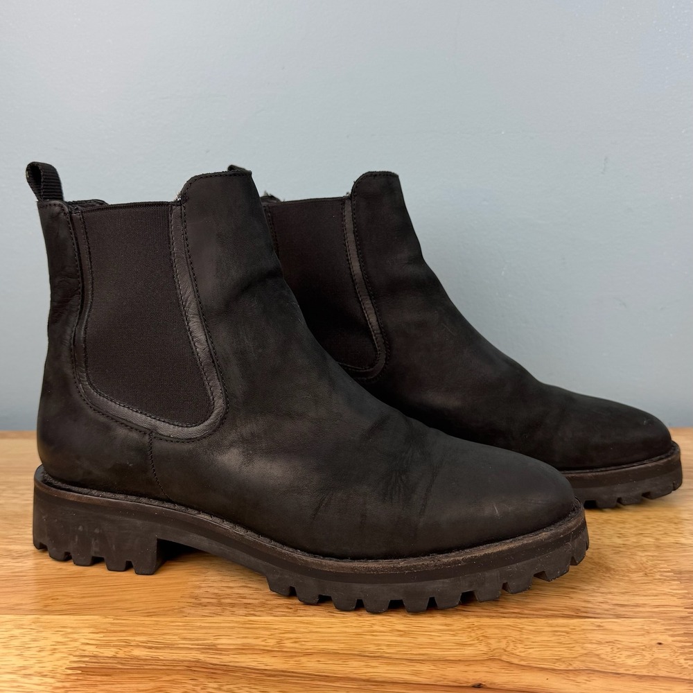 Thursday Everyday Chelsea Boots Women 9.5 Black Matte Leather Lug Sole Grunge